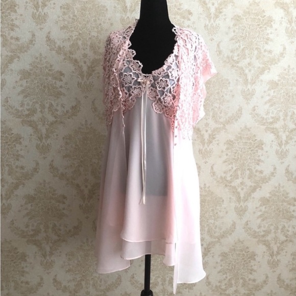 La SENZA Other - La SENZA Light Pink Lace 2 Pieces Chemise Set